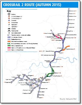 Crossrail 2 train rail map 2015