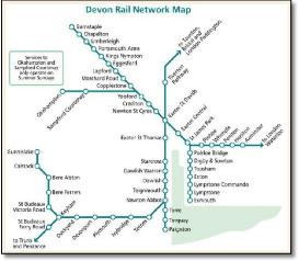 Devon rail network map