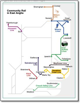 East Anglia train rail map