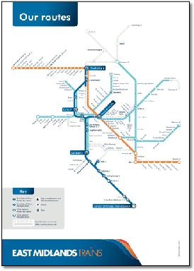 East Midlands train / rail network map