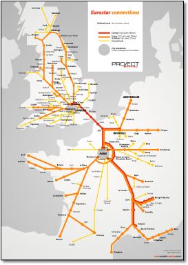 Eurostar European connections map