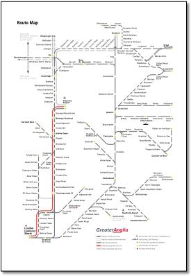 Greater Anglia train rail map