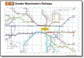 Greater Manchester rail train  map 1985