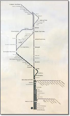 London Northwestern Railway train / rail map