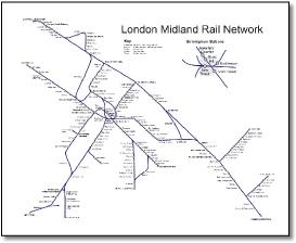 London Midland rail / train map