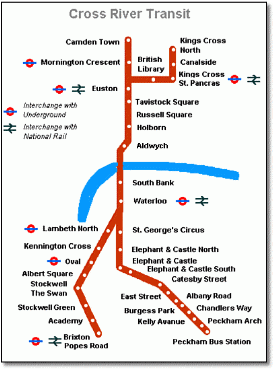 London cross river tram map