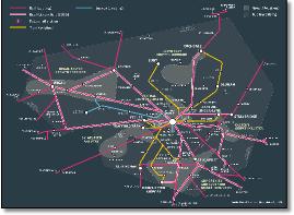 Map showing plans to integrate rail routes by 2028