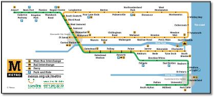 Nexus Newcastle Metro light rail map
