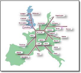 High Speed 2 2M route map Europe