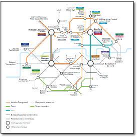 Mayors Transport Strategy map: orbital hubs train rail map