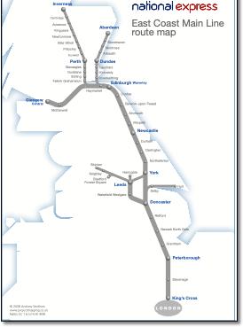 East Coast train rail map