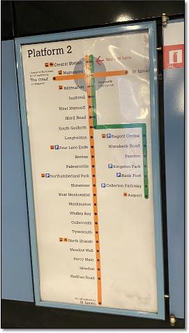 Newcastle metro platform map 2024