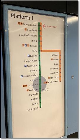 Newcastle metro platform map 2024