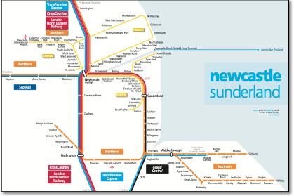 Newcastle train / rail network map