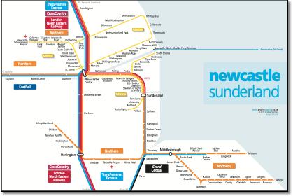Newcastle train / rail network map