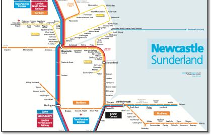 Newcastle train / rail network map