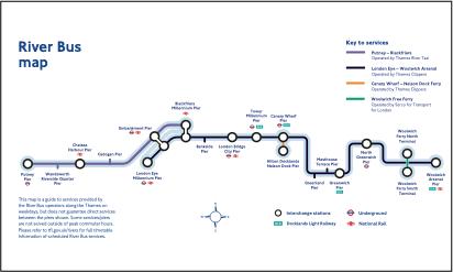 River Thames London River Bus Services map