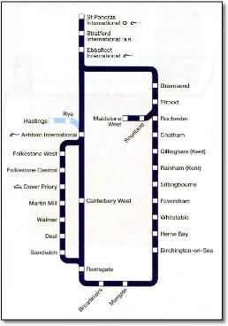 SouthEastern rail train map Javelin HiSpeed