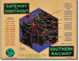 Southern Railway Gateway to Continent map 1927