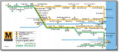 Nexus Newcastle Metro light rail map T&W metro map German Jen Bartram