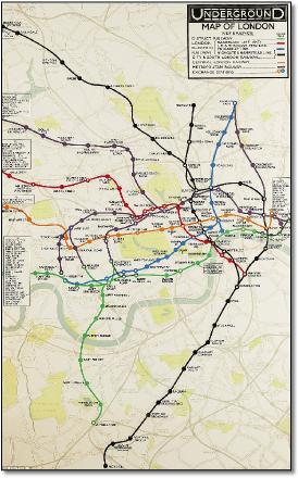 London Underground map Underground 1928 London tube map