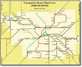 Greater Manchester rail train  map 1985