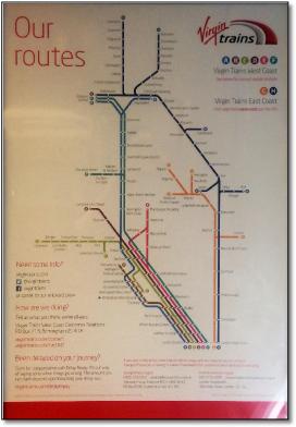 Virgin Trains East & West Coast train rail map