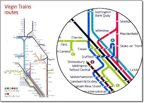 Virgin Trains East & West Coast train rail map
