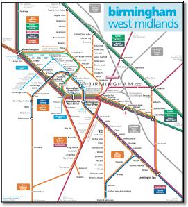 Birmingham West Midlands rail / train map