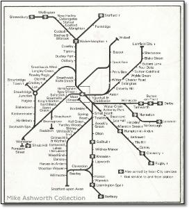 West Midlands rail / train map