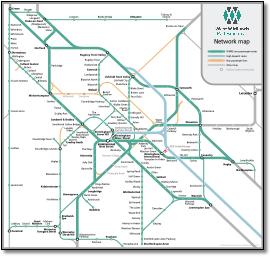 Birmingham West Midlands rail / train map WMRE